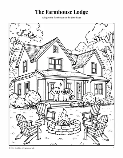 Cherry Blossom Lodge sample book: Page 1 · The Farmhouse Lodge (coloring)